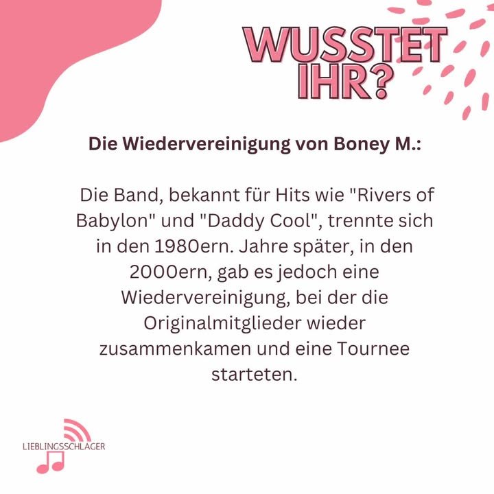 Wusstet Ihr? Die Wiedervereinigung von Boney M.: