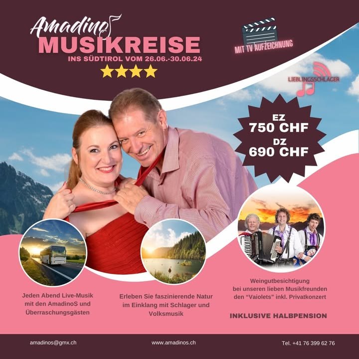 🎶✨ Musikreise ins Herz von Südtirol mit den AmadinoS - Mit TV-Aufzeichnung! ✨🎶