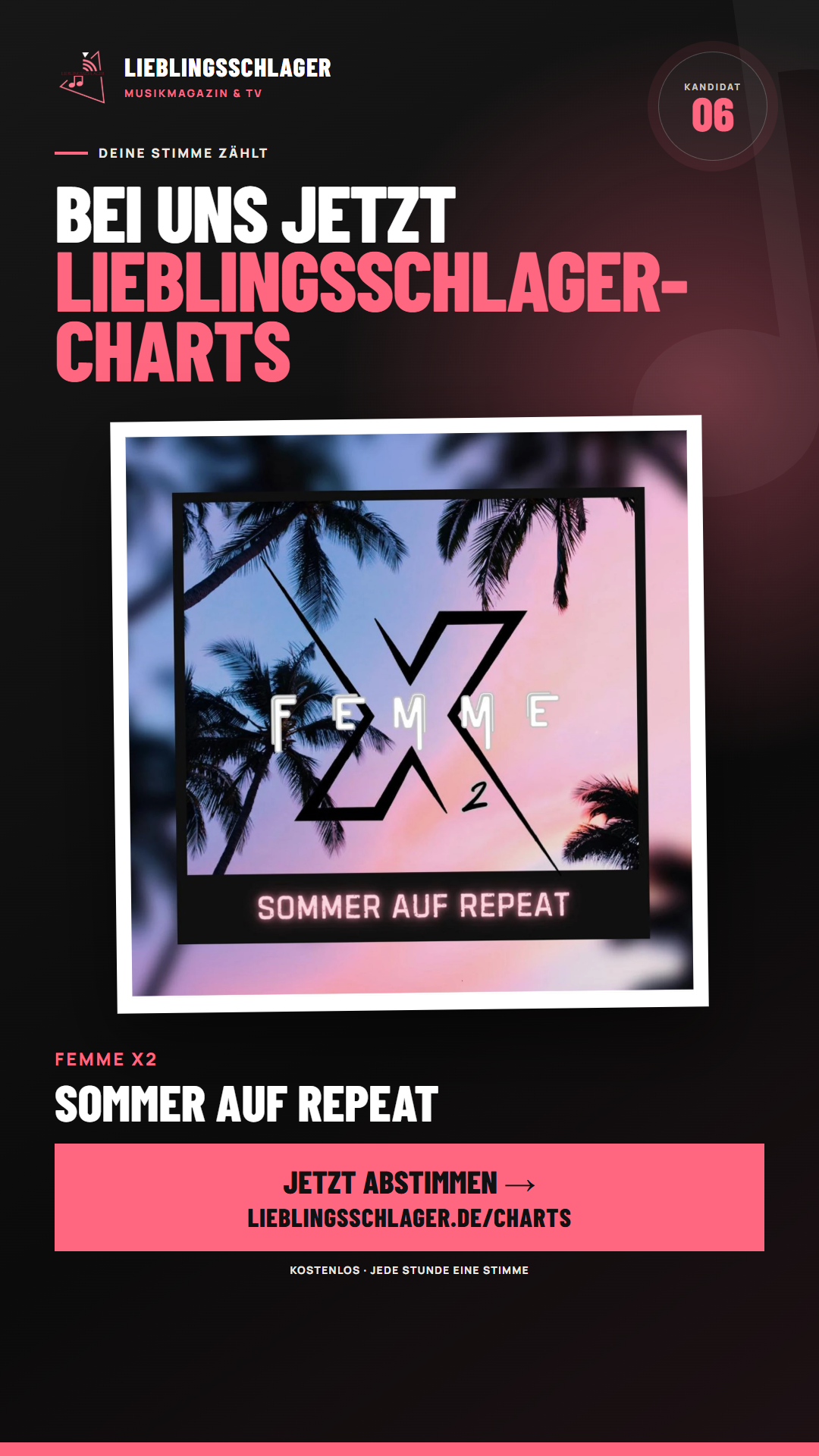 Story-Grafik für Femme X2 – Sommer auf Repeat